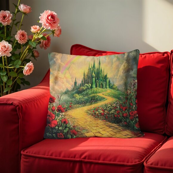 Wicked or Wizard Oz Inspired Emerald City Throw Pillow Cushion Included!!! 18x18 - Picture 6 of 7